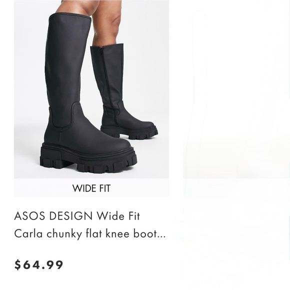 ASOS Carla Wide Calf Chunky Sole Tall Knee Boots - Picture 10 of 10
